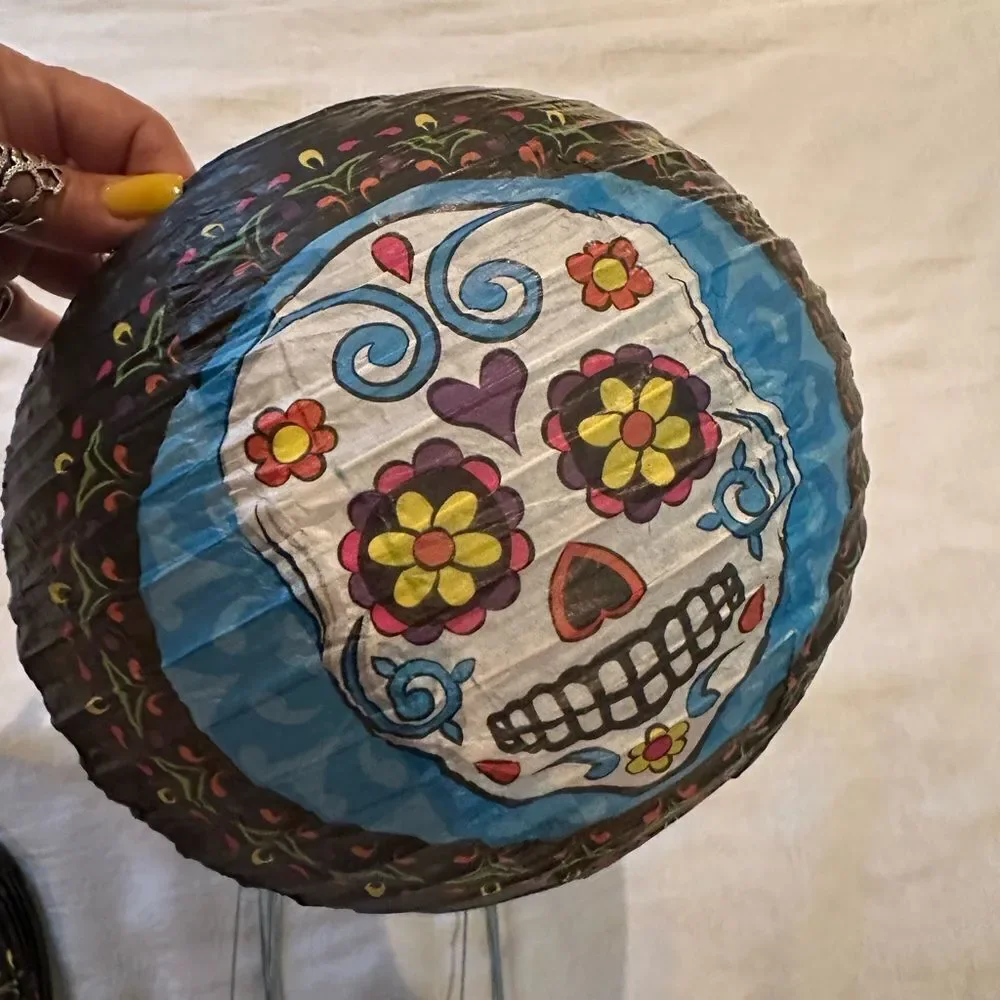 Party Photo Booth Decor Sugar Skull Set Lanterns Colorful